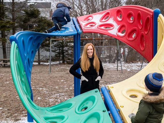 Andrea Ewer and boys playing in the park near their home in Halifax. Photo by Bruce Murray/VisionFire
